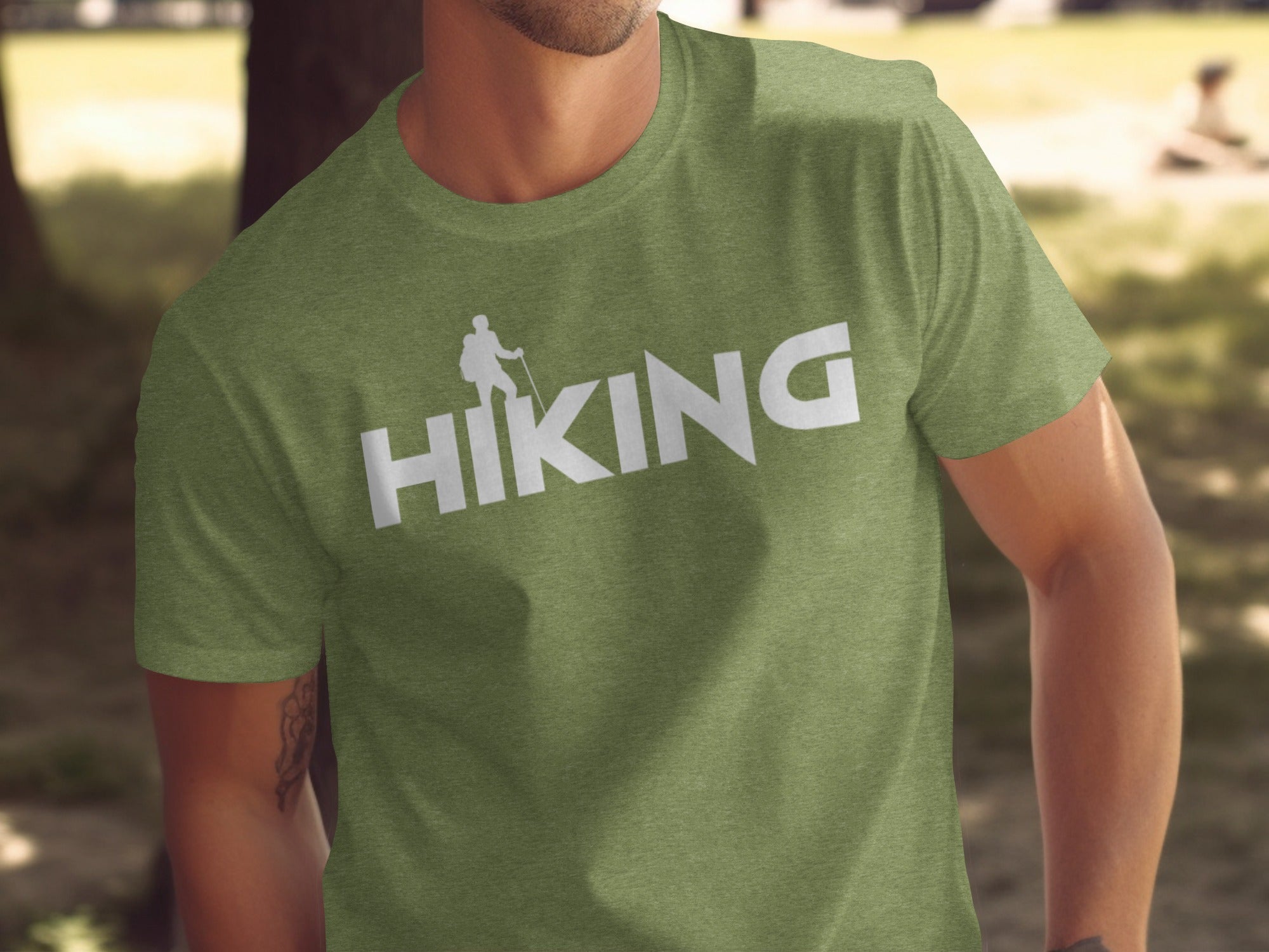 Hiking Above the Word Hiking Design Graphic T-Shirt