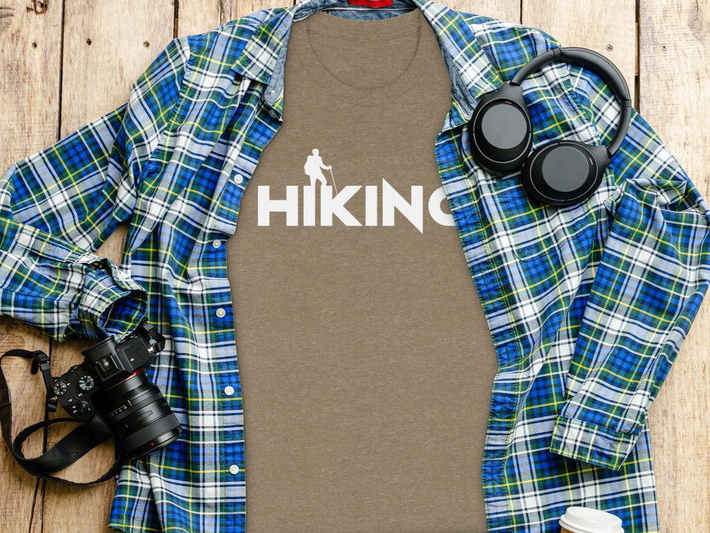 Hiking Above the Word Hiking Design Graphic T-Shirt