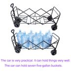 Big Large Capacity Folding Wagon Cart with Extender (Black + Orange)