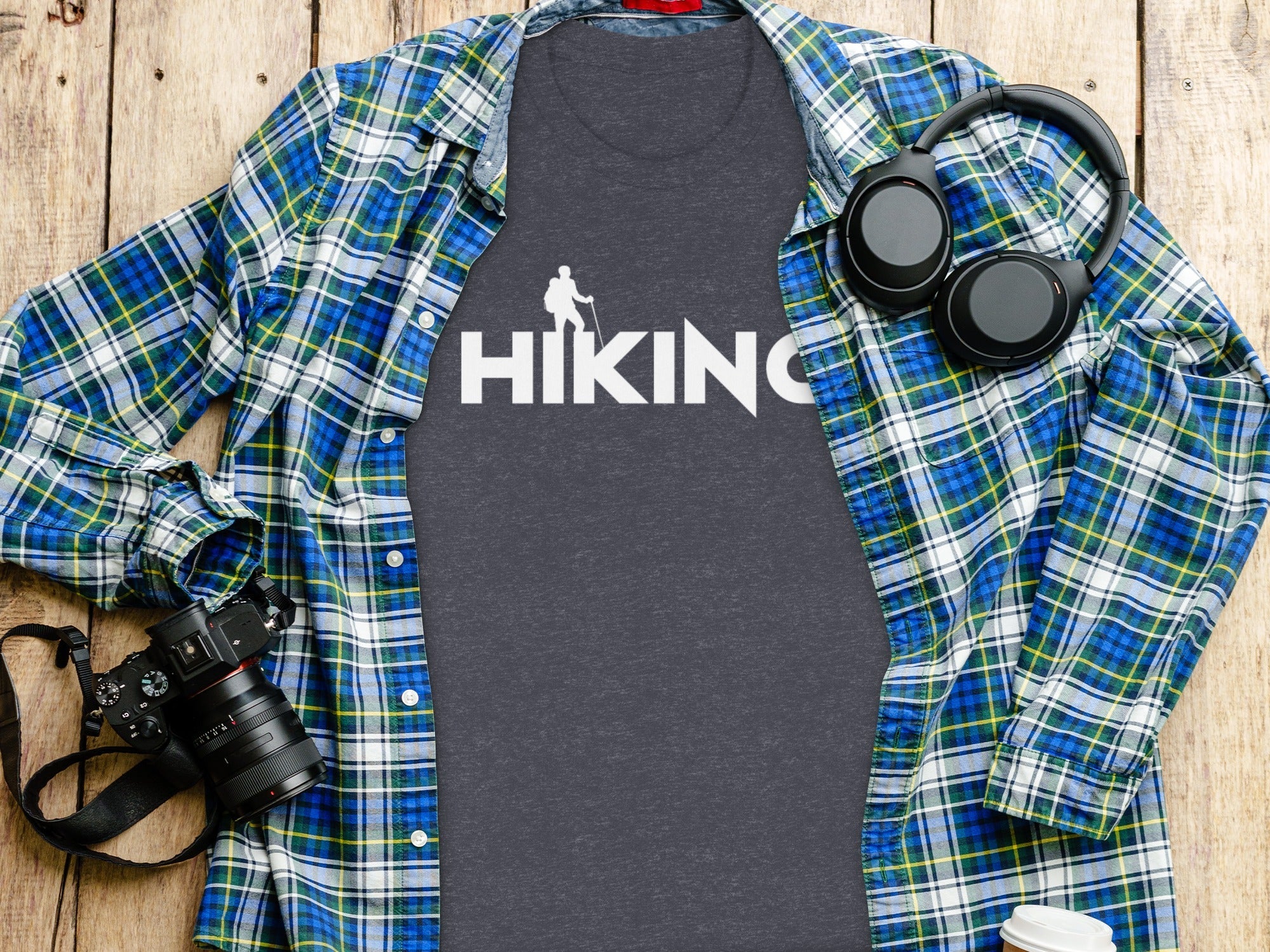 Hiking Above the Word Hiking Design Graphic T-Shirt