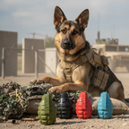 USA-K9 Grenade Shaped eDispenser Durable Dog Chew Toy & Treat Dispenser - Army Green