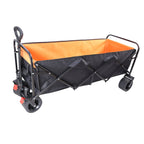 Big Large Capacity Folding Wagon Cart with Extender (Black + Orange)