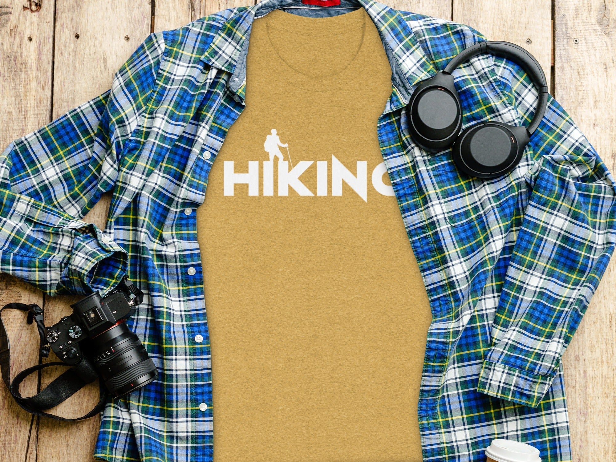 Hiking Above the Word Hiking Design Graphic T-Shirt