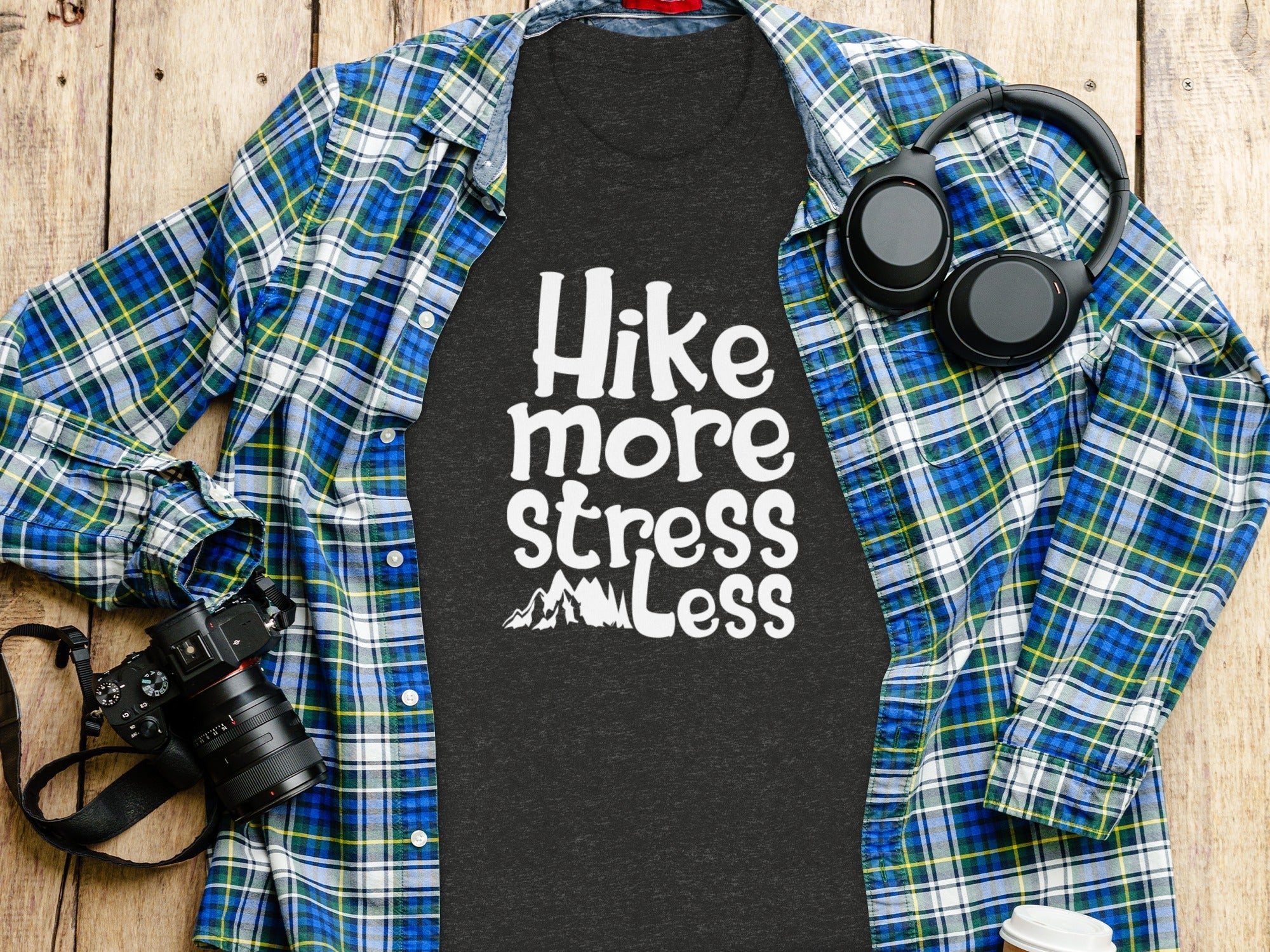 Hike More Stress Less Outdoor Adventure Design T-Shirt