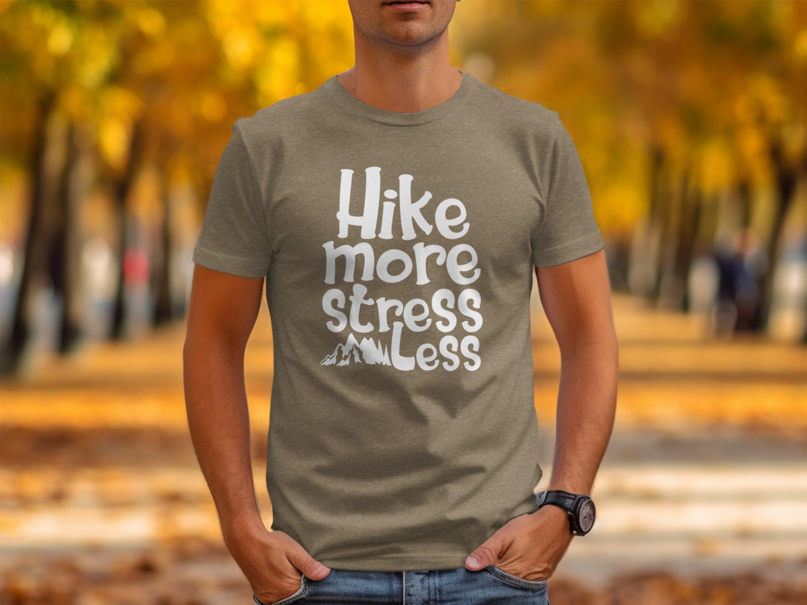 Hike More Stress Less Outdoor Adventure Design T-Shirt