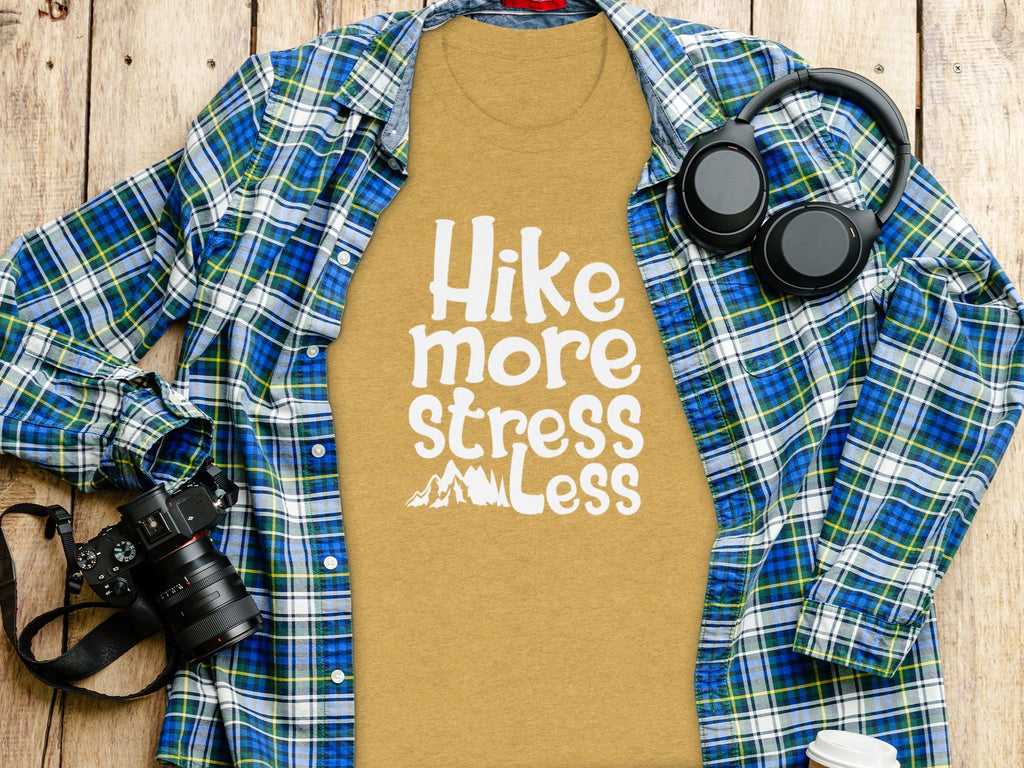Hike More Stress Less Outdoor Adventure Design T-Shirt