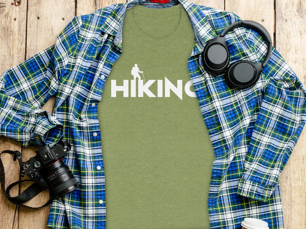 Hiking Above the Word Hiking Design Graphic T-Shirt