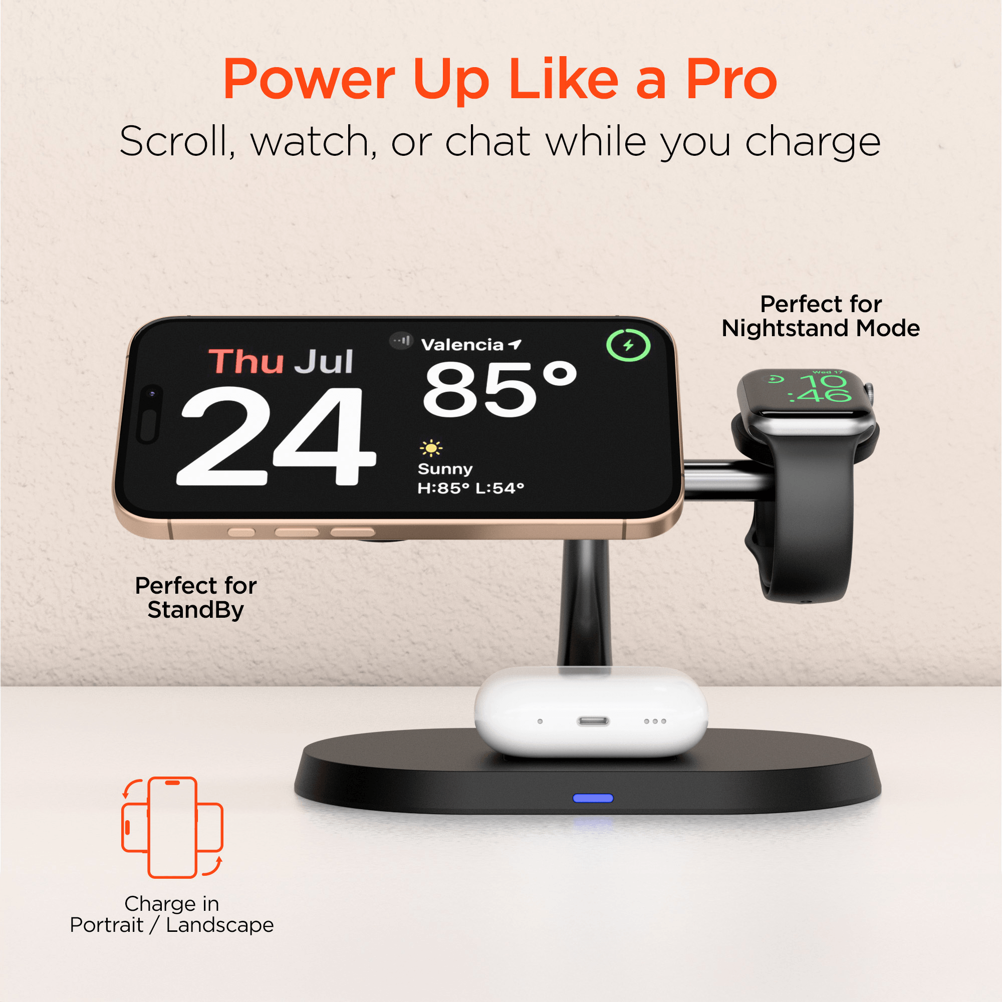 HyperGear MaxCharge Pro 3-in-1 Magsafe Charging Stand