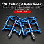 Mountain Bike Bicycle Pedals Cycling Ultralight Aluminum Alloy 4 Bearings Pedals Bike Pedals Flat Advanced 4 Bearings Mountain Bike Pedals Platform Bicycle Flat Alloy Pedals