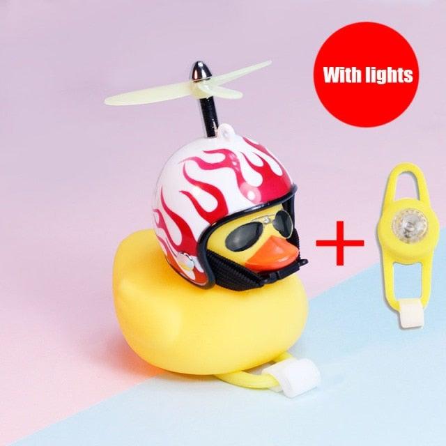 Normal Airscrew Helmet Standing Duck Broken Wind Small Yellow Duck Bike Motor Riding Cycling Lights Bicycle Accessories Rubber Yellow Duck Toy Bike Ornaments Yellow Duck With Proper Helmet Cool Decorations