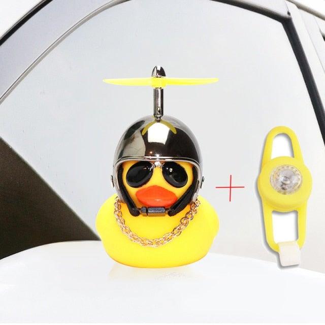 Normal Airscrew Helmet Standing Duck Broken Wind Small Yellow Duck Bike Motor Riding Cycling Lights Bicycle Accessories Rubber Yellow Duck Toy Bike Ornaments Yellow Duck With Proper Helmet Cool Decorations