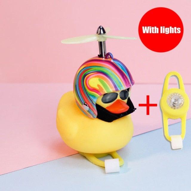 Normal Airscrew Helmet Standing Duck Broken Wind Small Yellow Duck Bike Motor Riding Cycling Lights Bicycle Accessories Rubber Yellow Duck Toy Bike Ornaments Yellow Duck With Proper Helmet Cool Decorations