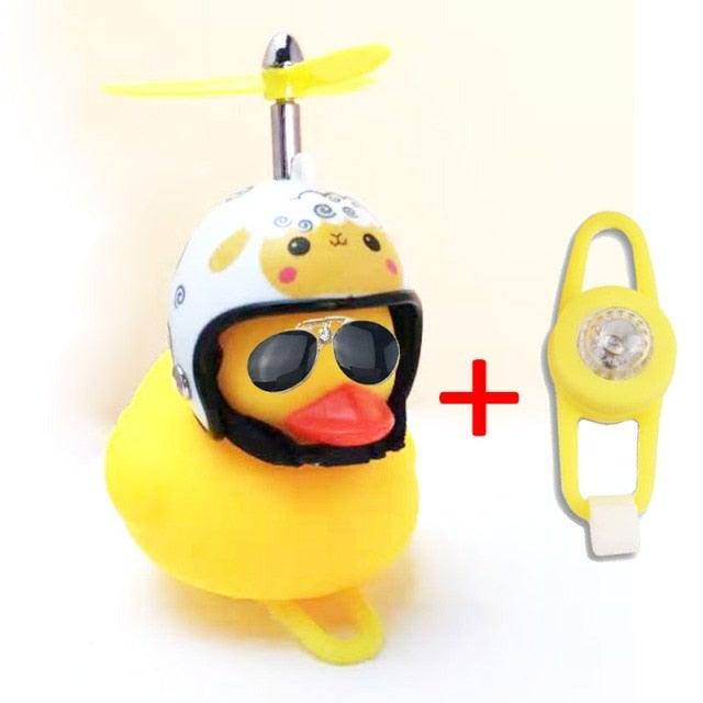 Normal Airscrew Helmet Standing Duck Broken Wind Small Yellow Duck Bike Motor Riding Cycling Lights Bicycle Accessories Rubber Yellow Duck Toy Bike Ornaments Yellow Duck With Proper Helmet Cool Decorations