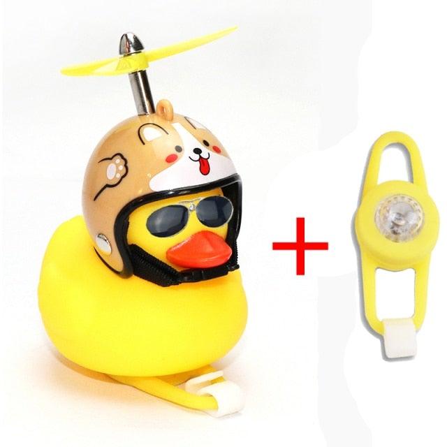 Normal Airscrew Helmet Standing Duck Broken Wind Small Yellow Duck Bike Motor Riding Cycling Lights Bicycle Accessories Rubber Yellow Duck Toy Bike Ornaments Yellow Duck With Proper Helmet Cool Decorations
