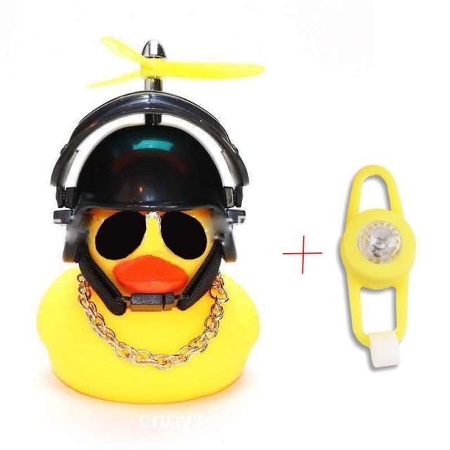 Normal Airscrew Helmet Standing Duck Broken Wind Small Yellow Duck Bike Motor Riding Cycling Lights Bicycle Accessories Rubber Yellow Duck Toy Bike Ornaments Yellow Duck With Proper Helmet Cool Decorations