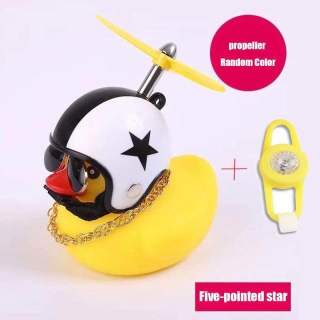 Normal Airscrew Helmet Standing Duck Broken Wind Small Yellow Duck Bike Motor Riding Cycling Lights Bicycle Accessories Rubber Yellow Duck Toy Bike Ornaments Yellow Duck With Proper Helmet Cool Decorations