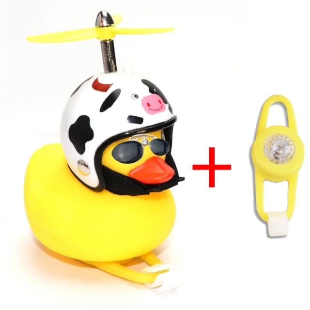 Normal Airscrew Helmet Standing Duck Broken Wind Small Yellow Duck Bike Motor Riding Cycling Lights Bicycle Accessories Rubber Yellow Duck Toy Bike Ornaments Yellow Duck With Proper Helmet Cool Decorations