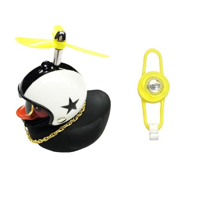 Normal Airscrew Helmet Standing Duck Broken Wind Small Yellow Duck Bike Motor Riding Cycling Lights Bicycle Accessories Rubber Yellow Duck Toy Bike Ornaments Yellow Duck With Proper Helmet Cool Decorations