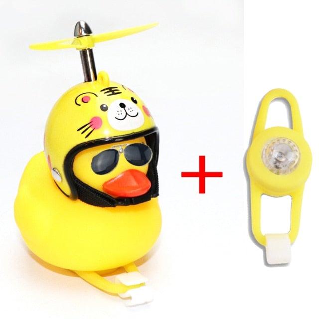 Normal Airscrew Helmet Standing Duck Broken Wind Small Yellow Duck Bike Motor Riding Cycling Lights Bicycle Accessories Rubber Yellow Duck Toy Bike Ornaments Yellow Duck With Proper Helmet Cool Decorations