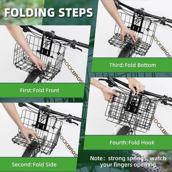 Folding Steel Mesh Bicycle Basket